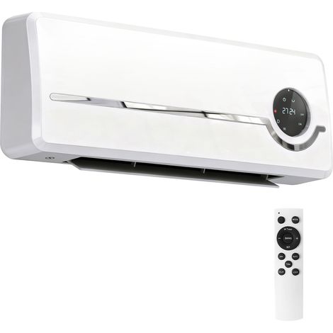 Radiateur soufflant mural avec ventilateur pliable 2000 W pour salon mural, céramique ventilateur, télécommande, modes chauffage, affichage (1/5)