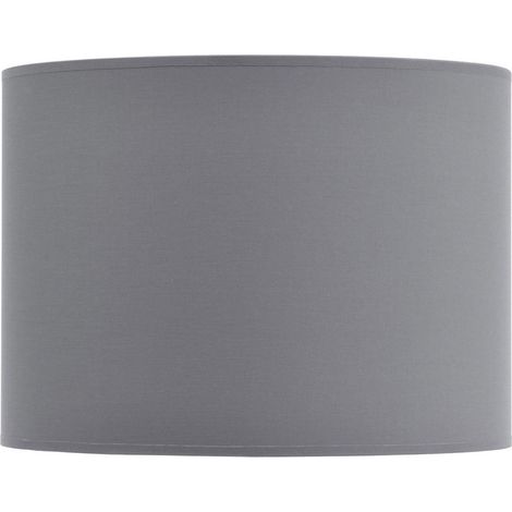Lined Drum Lampshade - Fabric/Polyester/Cotton Frame - L41 x W41 x H30 cm - Grey/Silver