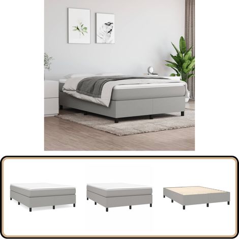 Bettgestell ohne Matratze Hellgrau 140x200 cm Stoff - Bettes Gestell - Doppelbett - Holzrahmen - Lattenrost - Stoffbezug