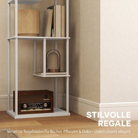 Lampe sur pied avec étagères, luminosité et température de couleur réglables pour chambre, bureau, salon, blanc (1/5)