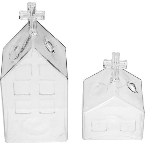 Lot de 2 Vases Hydroponiques en Verre Transparent de Maison Croix Chrétienne Petits Vases Rustiques pour Mariage Décoration de Bureau et Centre de Table Religieux (1/4)