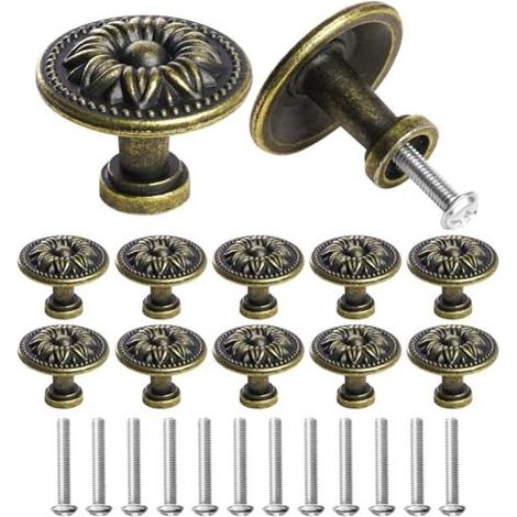 Poignée Meuble Vintage - 12 pièces 30 mm Bronze - Bouton Tiroir Porte Placard Cuisine - Décoration Intérieure (1/5)