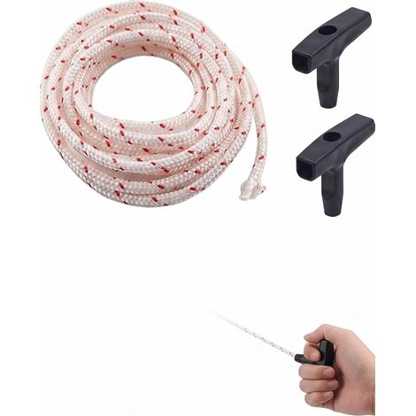 Cordon de démarreur 4m 3.0mm avec 2 Poignées Ergonomiques en Plastique pour lanceur de tondeuse, moteur. Prise en main confortable (1/5)