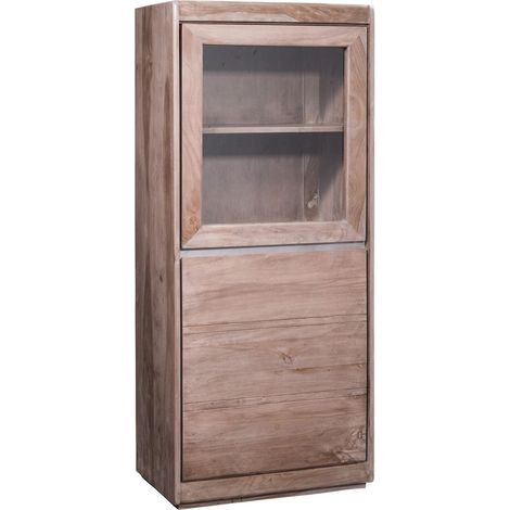 Vitrine Sheesham 63x40x147 smoked oak lackiert SYDNEY 205 (1/3)