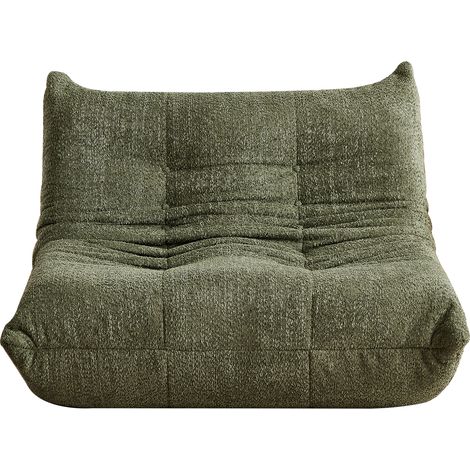 Canapé 2 places Togo en tissu chenille, siège de sol sans bras, pouf lounge, fauteuil d'appoint cheminée avec mousse mémoire, canapé bas confortable pour salon, chambre, salle de jeux, bureau (1/5)