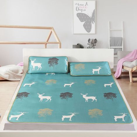 Tapis de refroidissement pliable en soie glacée imprimé en 3D avec taie d'oreiller (Twin XL) (1/5)