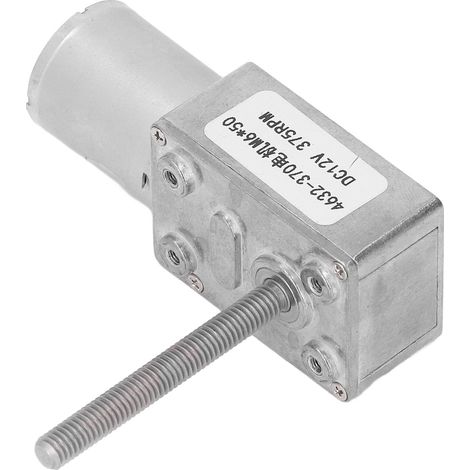 Moteur Réducteur DC 12V à Vis Sans Fin 375RPM, Bobine en Laiton, Filetage M6x50mm pour Applications de Réduction de Vitesse (1/5)