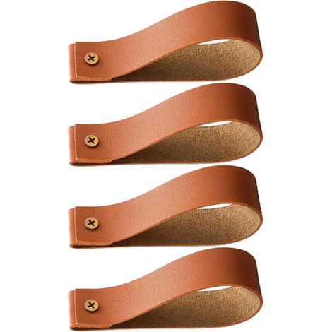 Lot de 4 crochets muraux en cuir PU, style bohème, pour rideaux et serviettes, décoratifs (1/5)
