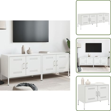 TV-Schränke 2 Stk. Weiß 68x39x50,5 cm Stahl - Industriestyl - TV Schrank - Fernsehtisch - Regal - Aufbewahrung (1/5)