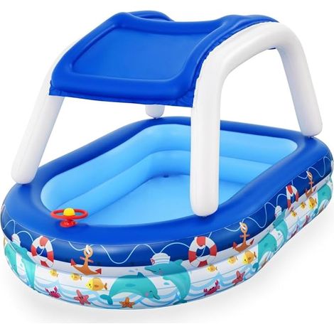 Dengmx-Pataugeoire Gonflable pour Enfants Bateau 213 x - 132 cm - été / piscine