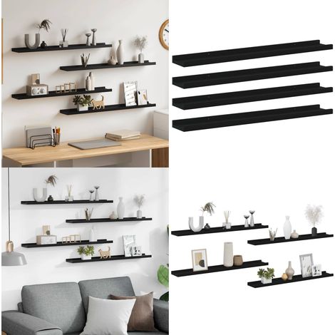Wandregale 4 Stk. Schwarz 80x9x3 cm - Wandregal - Schwarzes Wandregal - Regal Schwarz - Möbel Für Die Wand - Wohnzimmerdeko - Home & Living (1/5)