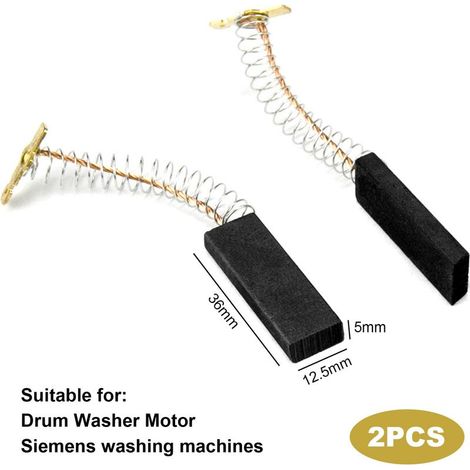2 Stück Kohlebürsten für Waschmaschinenmotoren, kompatibel mit Bosch, Siemens, Logixx, Maxx, SilencePerfect und Tuaa Waschmaschinen, Kohlebürsten für Bosch Waschmaschinen, 5 x 12,5 x 36 mm (1/5)