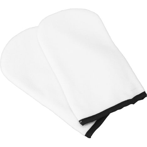 Lot de 2 gants en pur coton pour cire de paraffine, favorisant l'absorption de la cire chaude, pour soins des mains et spa (blanc). (1/5)