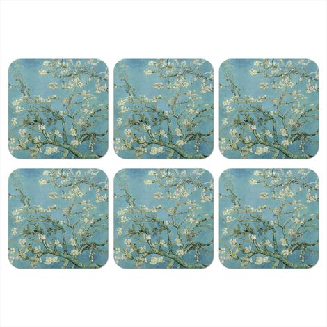 DESSOUS DE VERRE Van Gogh - Amandier en fleur - Maîtres anciens - Art - Vintage Lot de 6 10x10 (1/5)