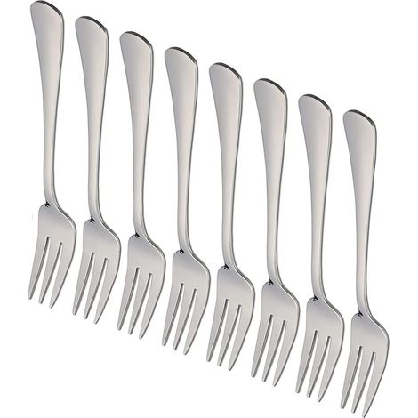 Edelstahlgabel, Kuchengabel, Obstgabel, 8-teiliges Set, Dessertgabel, Salatgabel (1/5)