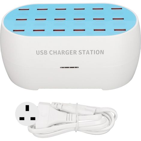 Station de charge USB 120W, 18 ports, chargeur rapide multiprise pour smartphones, tablettes, prise UK (1/5)