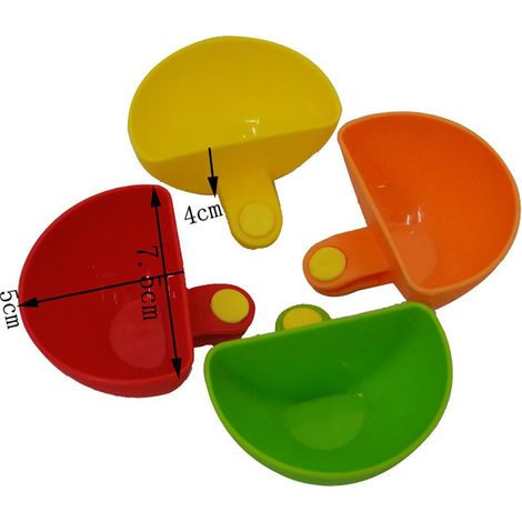 Lot de 4 ramequins à sauce multi-couleurs avec pince, récipients épices pour sel ketchup sucre vinaigre, plastique 7.5x5x4 cm (1/2)
