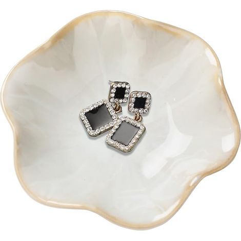 Plat à bijoux en céramique, cadeau pour femme, plateau à bijoux en forme de feuille, vide-poches, porte-bagues, décoration de table de chevet, décoration intérieure, cadeau d'amitié pour une amie, une (1/5)