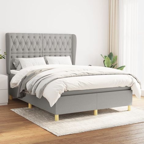 Sommier à lattes de lit avec matelas Gris clair 140x190cm Tissu (1/5)