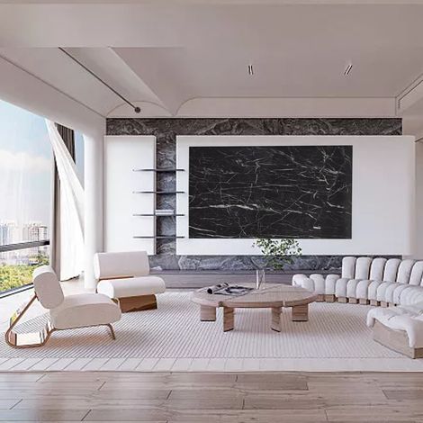Papier peint marbré noir adhésif 40x300 cm, déco bureau maison, mural autocollant. (1/5)