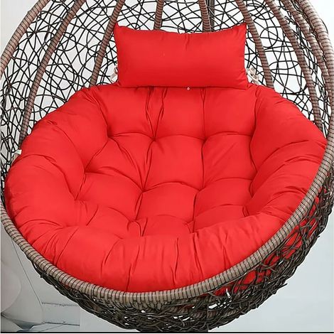 Coussin pour fauteuil suspendu œuf, coussin pour fauteuil hamac, coussin de dossier avec appui-tête pour intérieur, extérieur, patio, jardin, rouge. (1/4)