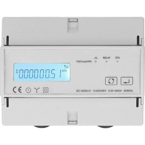 Compteur d'énergie bidirectionnel WiFi triphasé, adapté aux moniteurs de puissance intelligents en kilowattheures, aux compteurs de watts et aux compteurs de consommation d'énergie, 3 x 400 V. (1/5)