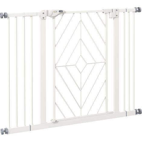 Barrière de sécurité pour chien réglable en acier blanc 74-100 cm sans perçage (1/5)