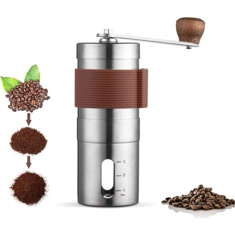 Moulin à café manuel portable en acier inoxydable pour expresso, cafetière à piston et café filtre, pour une utilisation à domicile et en voyage.-AquaForge (1/5)
