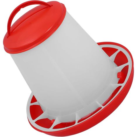 Mangeoire Automatique Maintient la Zone d'alimentation Propre Rouge Poule en PP avec Couvercle, Grosse Capacité 1.5kg pour Poulets et Oies (1/5)