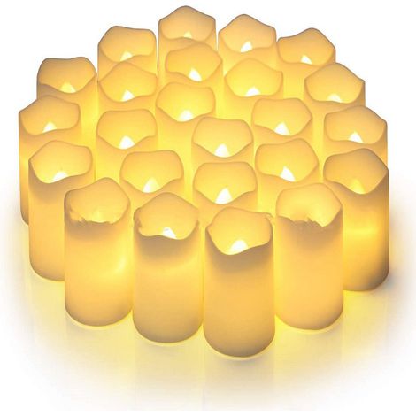 GARRYFIZH 24 Pièces Bougies LED électriques sans Flamme Vacillante électrique Fausse Bougie en Plastique Composants électroniques Ensemble de Lumière de thé