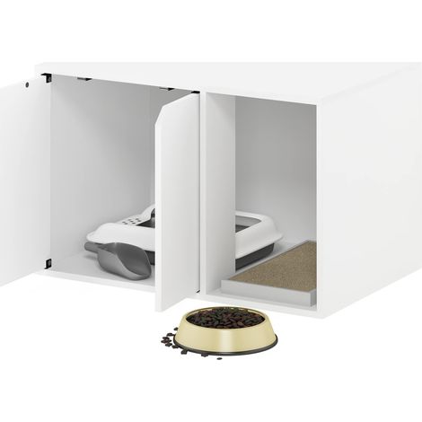 Enceinte pour Bac à Litière Petit, Blanc Uni (1/5)