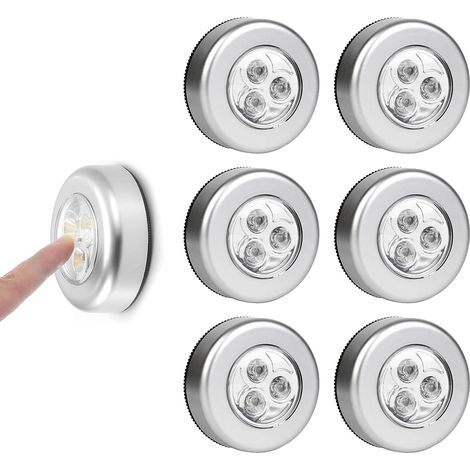 Lampe Spot LED Éclairage Supplémentaire, Spots LED Autocollants à Piles, Lumières Tactiles Intelligentes à Coller, Lot de 6 Lampes Sans Fil à Activation Tactile pour Cuisine, Escaliers et Salles (1/5)