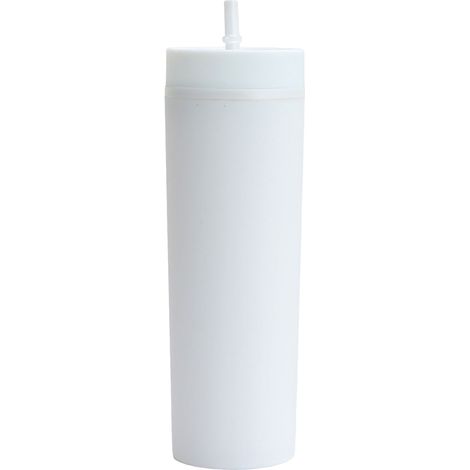Straw Cup Colorful Plastic Simple appearance Comfortable Hand Feeling Large Capacity Drinking Straw Bottle White 16oz (1/5)