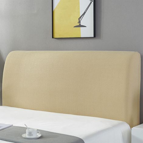 Housse De Tete De Lit - Extensible 150x70 Cm - Pour Lit Queen - Protection Anti-Poussiere En Velours - Polyester Et Elasthanne - Beige (1/5)