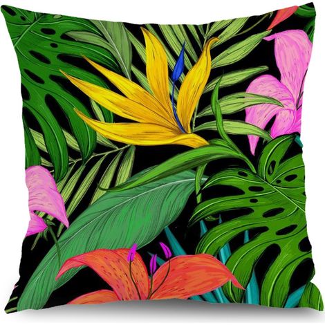 Housse de coussin patio fleurs, décoration jardin maison,50×50cm (1/5)
