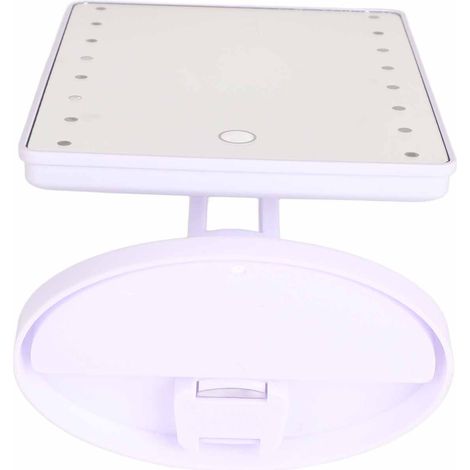 Miroir de maquillage lumineux à LED avec 16 LED, design tactile, alimenté par piles, blanc. (1/5)