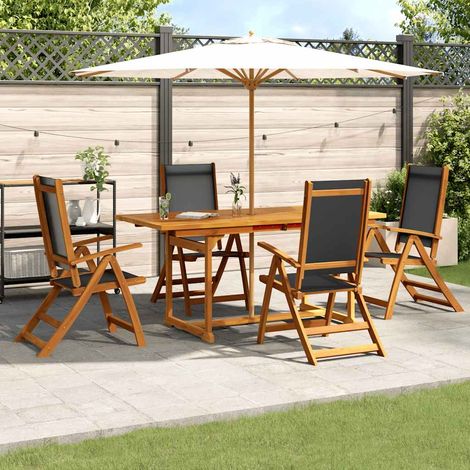 Juego comedor de jardín 5 pzas madera maciza acacia y textileno