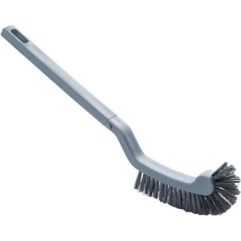 Brosse WC en plastique, incurvée, à long manche, robuste, pour la décontamination et le nettoyage, accessoire WC - grise (1/5)
