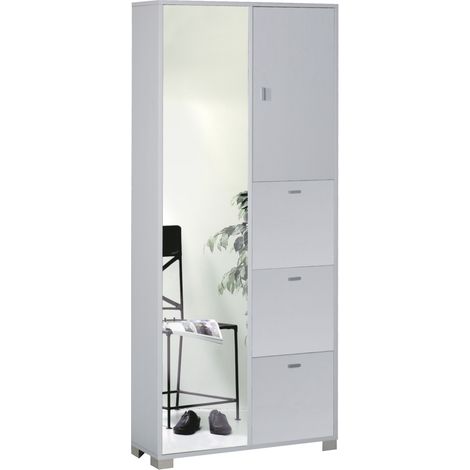 Sarmog Armadietto Portascarpe Mobile 5 Ante Bianco con Specchio - QUADRANTE (1/3)