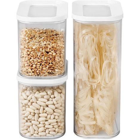 Boîte Rangement Cuisine Ensemble de 3 1x 2000 ml & 2x 1000 ml White Rangement et Organisation de Cuisine Boite Hermétique Alimentaire & Empilable (1/4)