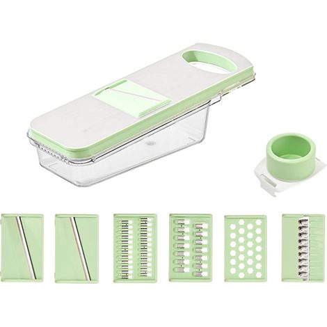 Coupe-Légumes Réglable - Mandoline En Acier Inoxydable - Pour Légumes Coupés Fins - 7 Fonctions - Avec Récipient De Collecte - 1 Pièce (1/5)