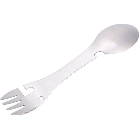 Cuillère fourchette multifonction Portable 5 en 1, ouvre-boîte, coupe-dents de scie pour Camping pique-nique (1/5)