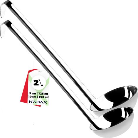 KADAX Suppenkelle aus Edelstahl, Schöpflöffel mit Halter, silber 125 + 190ml (1/5)