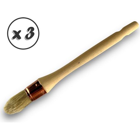 Pinceau de Pouce Brosse ronde Soie Blanche Diamètres variés - Quantité x 3 - Soie n° 5 - Ø 27 mm