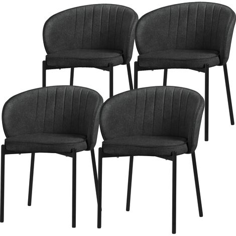 ML-Design Set 4x Poltrone da Pranzo Antracite con Rivestimento in Tessuto, Design Moderno, Mobili con Schienale e Gambe in Metallo, Sedie Ergonomiche per Cucina, Poltroncine Imbottite per Soggiorno