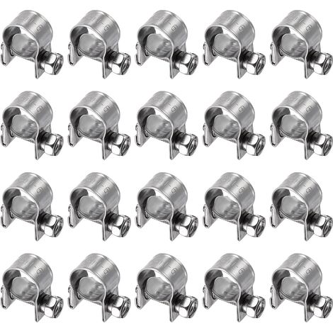 20pcs Collier De Serrage Pour Injection De Carburant 9-11mm Ajustable En Acier Inoxydable 304 Mini Collier Pour Tuyau De Gaz Pour Automobile Agriculture Plomberie Diesel Essence (1/5)
