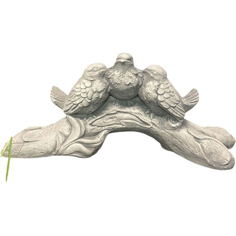 Figura de gorriones en una rama de piedra - Decoración de jardín y hogar (1/5)
