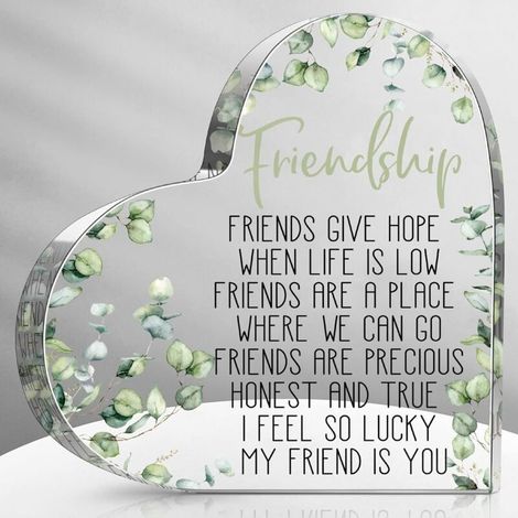 Plaque en acrylique cœur effet cristal, objet décoratif souvenir, cadeau pour elle ou lui（10 cm) (1/4)