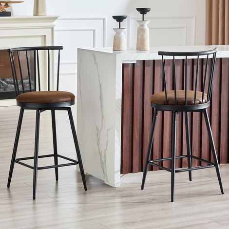 Tabouret de bar moderne en métal de style Windsor avec assise rembourrée, idéal pour les îlots de cuisine, les bars et les restaurants tabouret de bar de style industriel à hauteur de bar style vint (1/4)