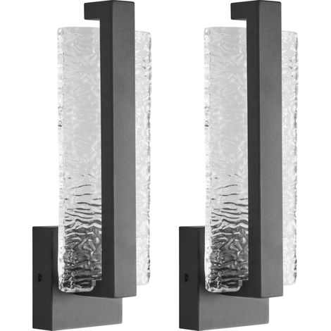 Conjunto de 2 lámparas LED de pared exterior de metal estilo tradicional puerta principal porche negro Yantra (1/5)